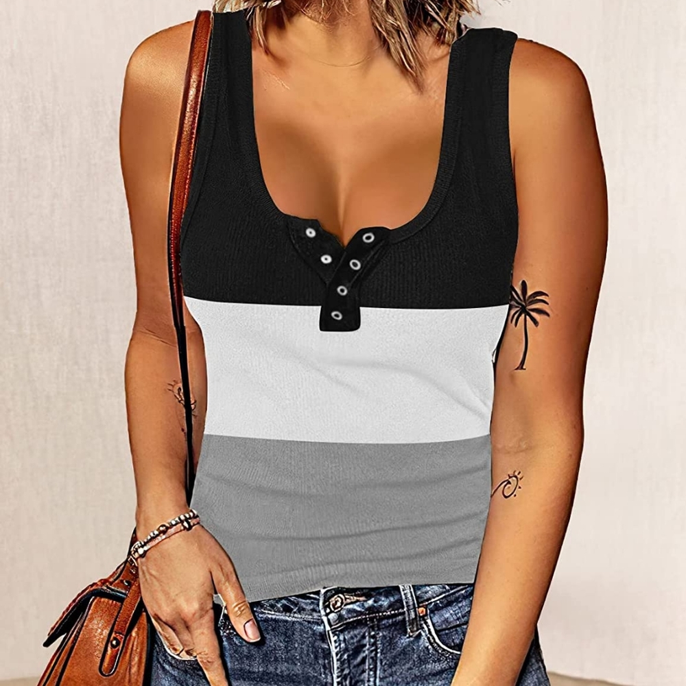 Women's Henley Button up Tank